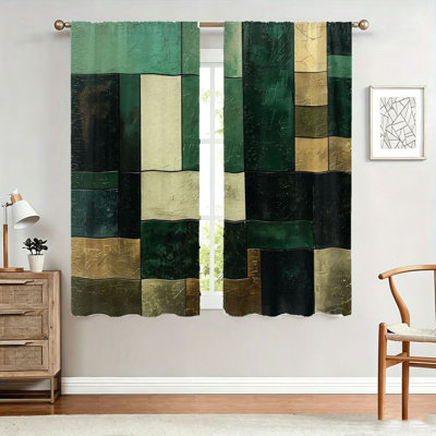 2 pièces de rideaux à motif géométrique abstrait, tissu filtrant la lumière, design texturé et artistique, protection contre la vie privée pare-soleil, style passe-tringle, idéal pour le salon, la chambre à coucher, le bureau, la décoration intérieure moderne