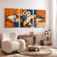 Tableau abstrait géométrique hibou sur toile tendue (lot de 3)-1494606668