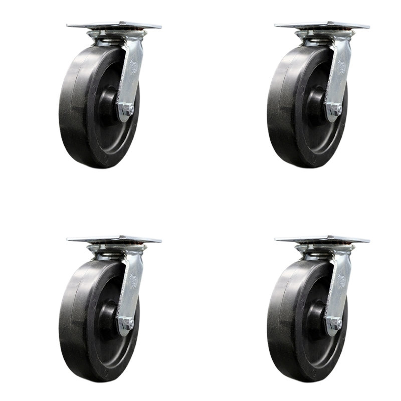 8 Inch Polyolefin Caster Set with Roller Bearings and Swivel Locks SCC