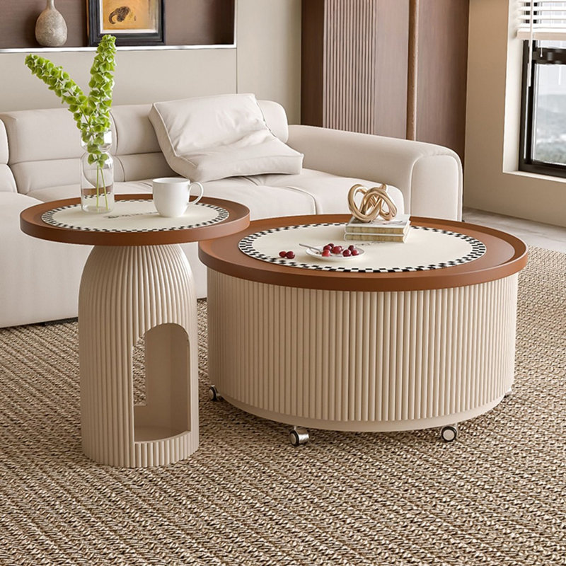 Table de bout ronde Vintage, Blanc