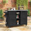 Chariot de barbecue pliable avec plateau en acier inoxydable, armoire à déchets, tablettes et roues réglables-126059428