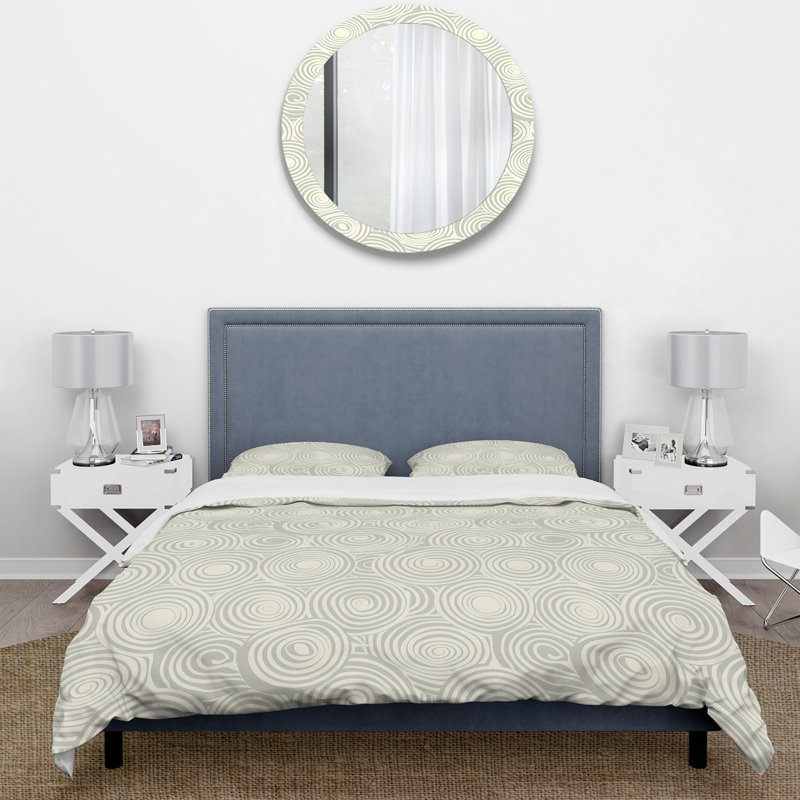 Ensemble de housse de couette rétro White Circle Art - Midcentury, Housse de couette très grand et 2 très grandes t
