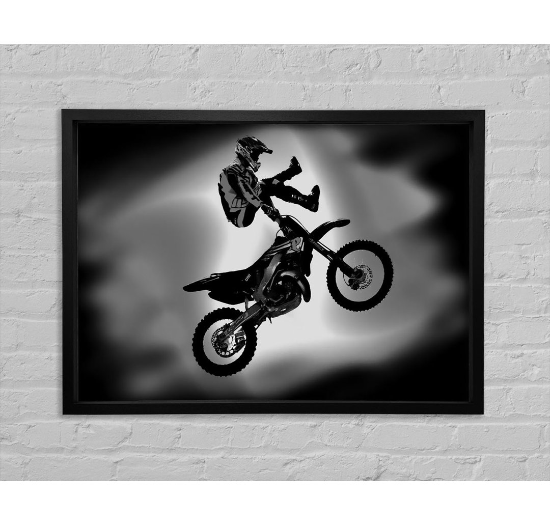 Free Style Motorcross B N W - Einzelner Bilderrahmen Kunstdrucke auf Leinwand