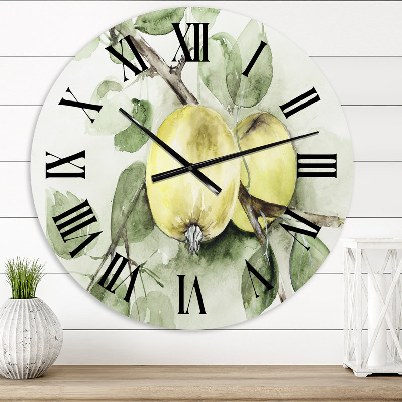 Vintage Green Appels - horloge murale maison de campagne, Moyen