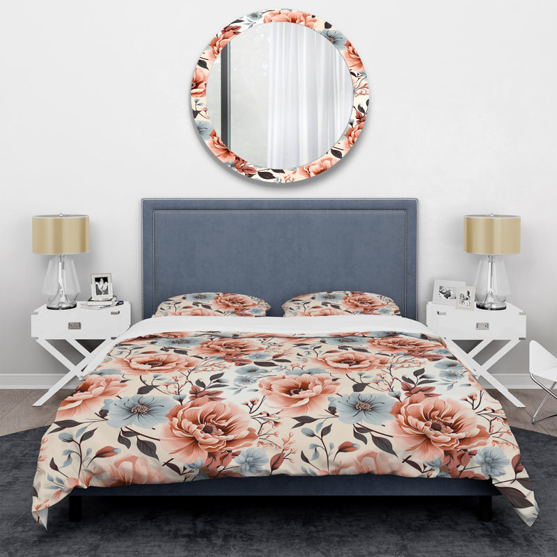 Ensemble de housse de couette Retro Nostalgia Pink Floral Fantasy, Housse de couette pour très grand lit et 2 très