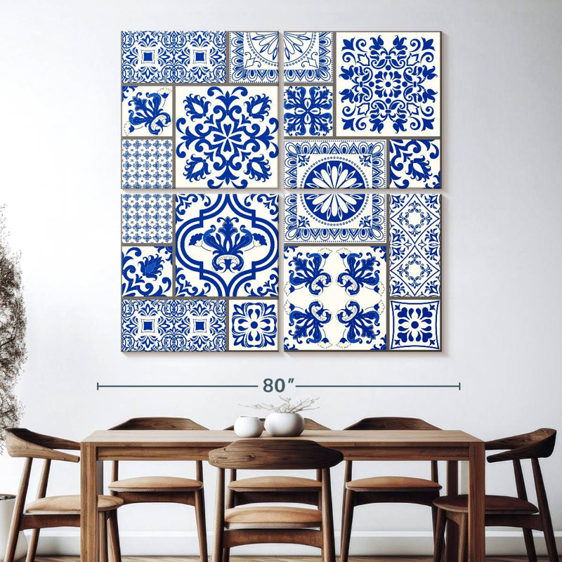 Carreaux de faïence bleue Kerner, H 74 po x l 74 po