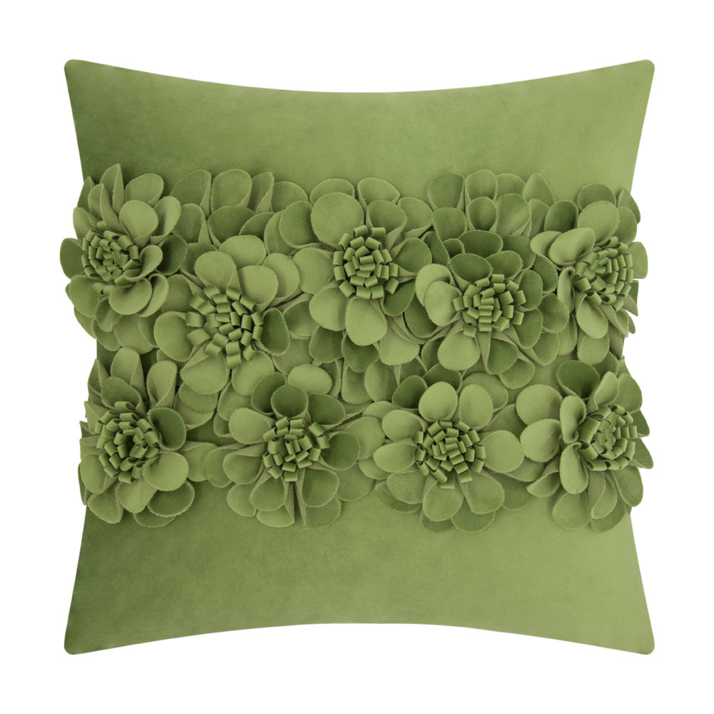  3D Flower Throw Pillow Cover Handmade Appliqued Accent Pillow Case Bed Cushion Cover JWH 