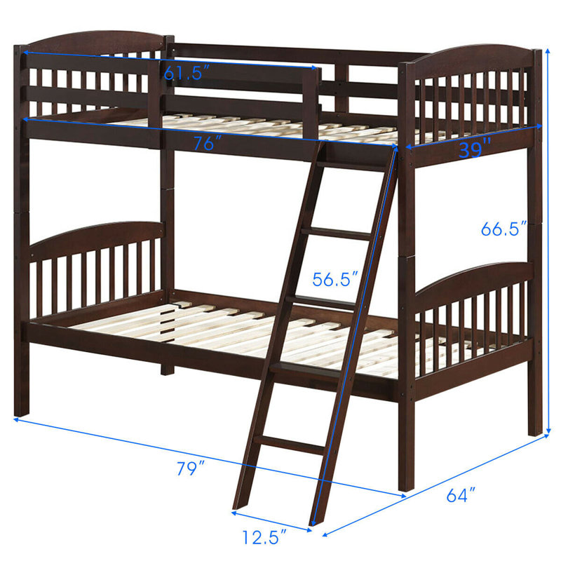 Maumee Kids Twin Bunk Bed, Brown