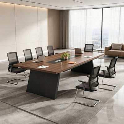 Table de conférence 8 pi, bureau de réunion 94,5 po pour 8 à 10 personnes avec gestion des câbles