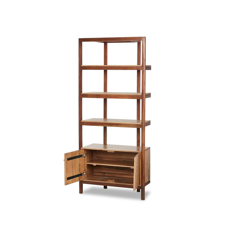 Bibliothèque standard en bois massif Jeanna, Miel fumé