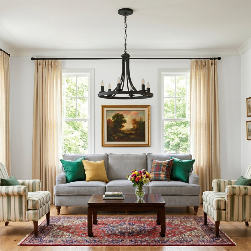 6-Lights Chandeliers Ceiling Lights, Matte Black