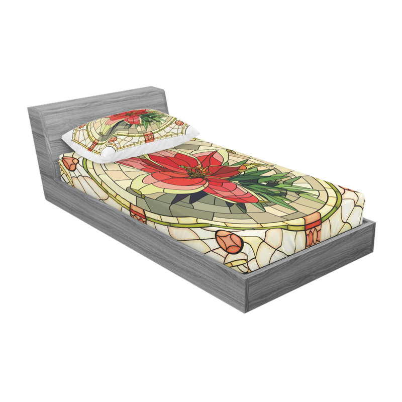 Ensemble de draps à motif floral, Ensemble de draps pour lit simple avec drap-housse