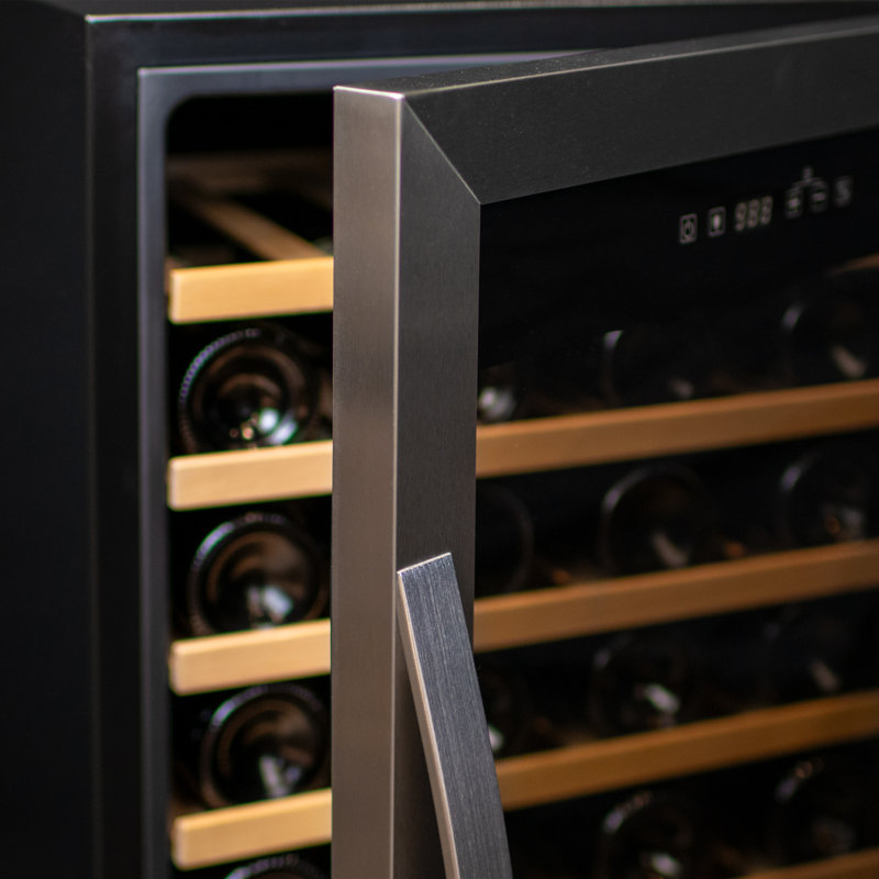 Stainless Steel Dual Zone Freestanding Wine Cooler with LED Lighting