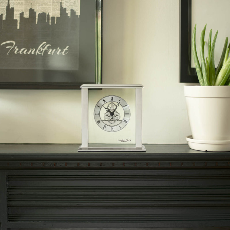 Modern & Contemporary Analogue Metal Tabletop Clock, Silver