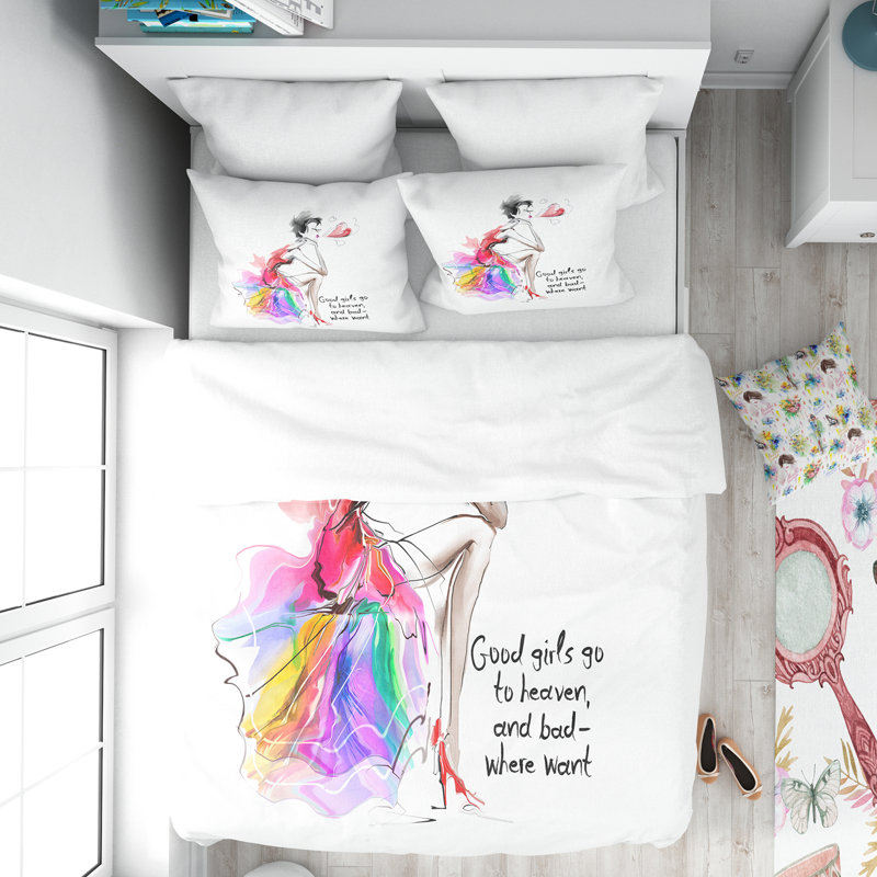 Ensemble de housse de couette designart pretty mode, Housse de couette très grand + 2 taies décoratives