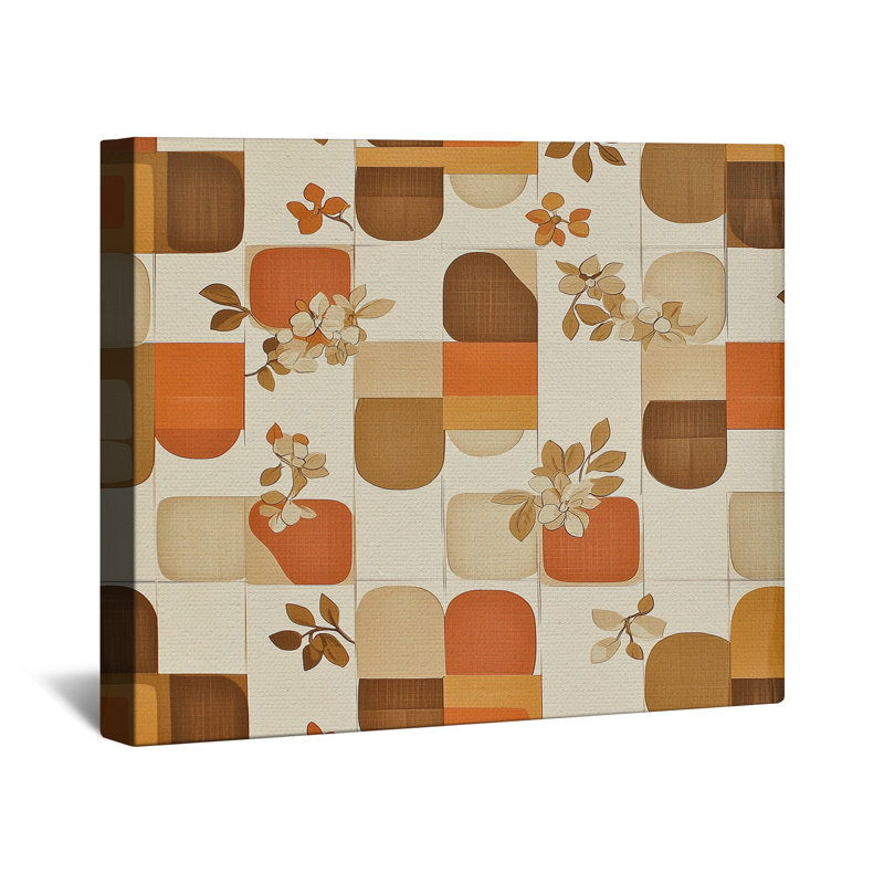 Toile de galerie rétro à motif géométrique floral en plusieurs tailles, 20 po x 24 po