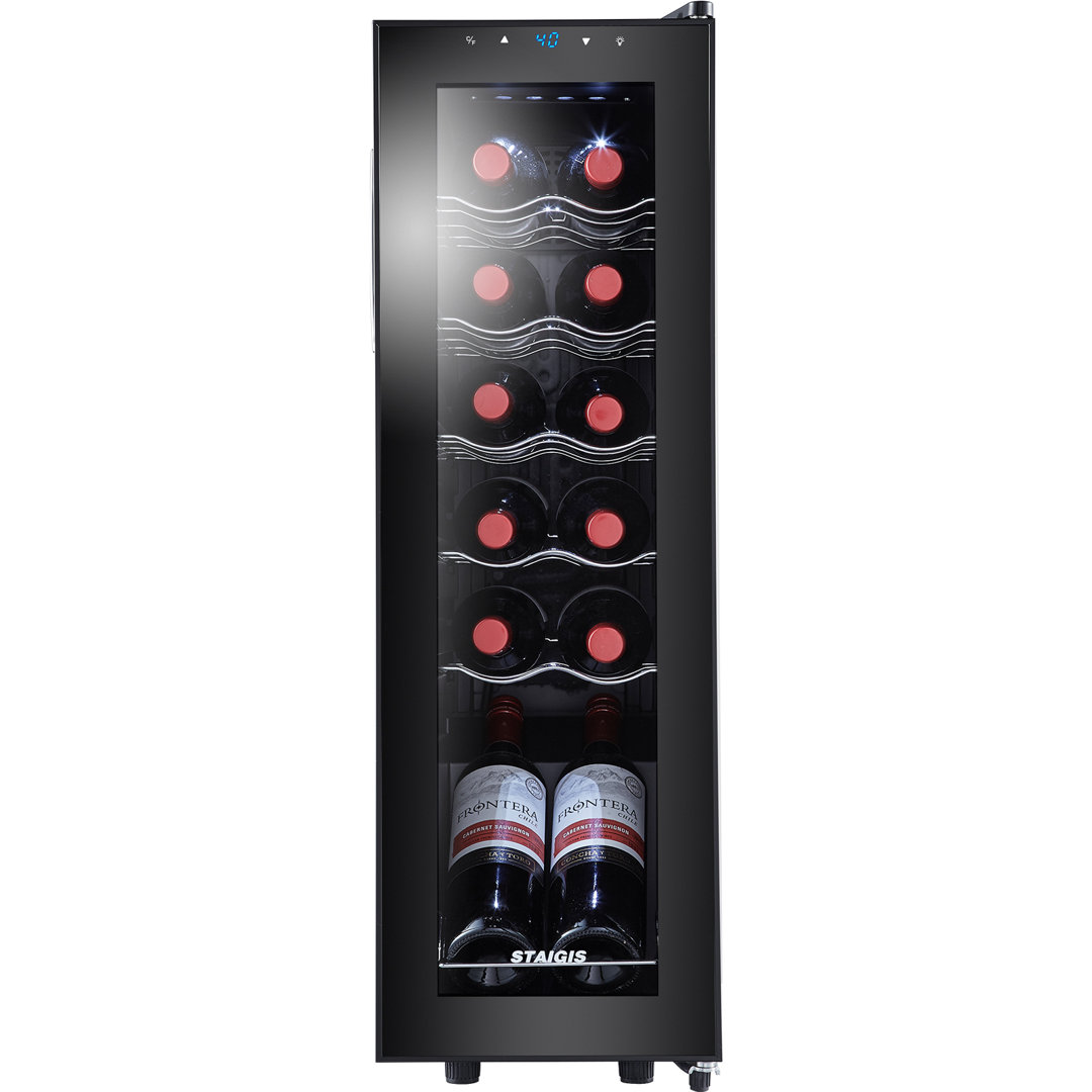 STAIGIS Single Zone 9.9'' Freestanding 12 Bottle Wine Refrigerator STAIGIS