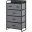 Commode à 5 tiroirs grise pour chambre à coucher et vestibule avec structure en acier, tiroirs pliables, commode de fondation stable à 5 tiroirs