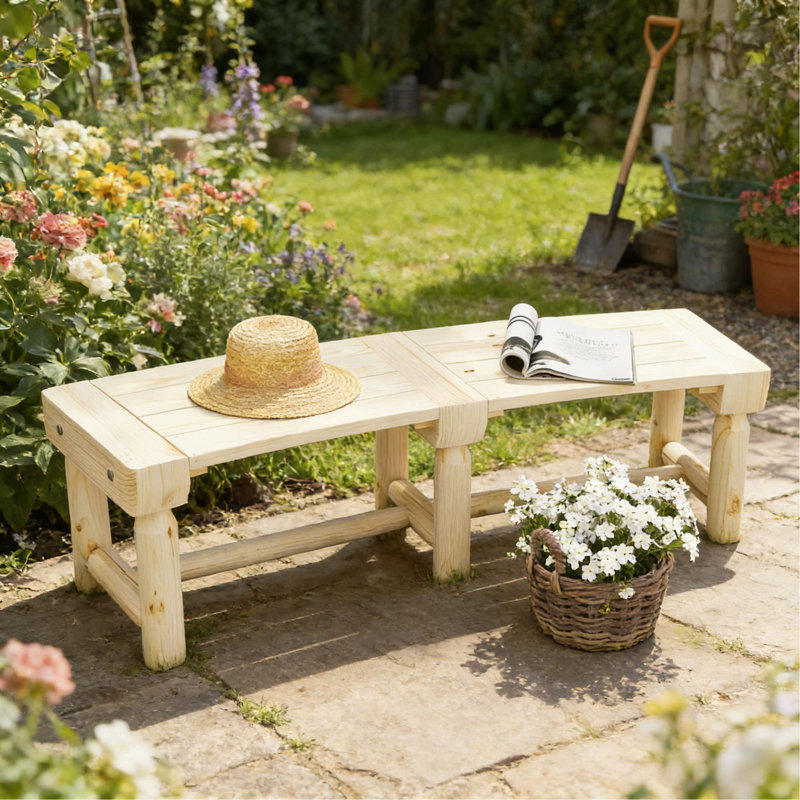 Banc d'extérieur semi-circulaire rond, banc de jardin en bois