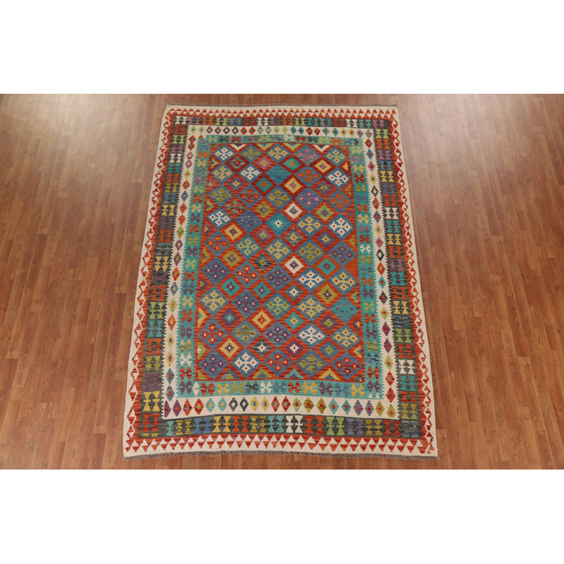 Tapis oriental à motif géométrique Kilim All-Over 7 x 10