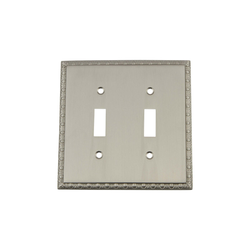 Egg and Dart 2-Gang Toggle Light Switch Wall Plate, Satin Nickel