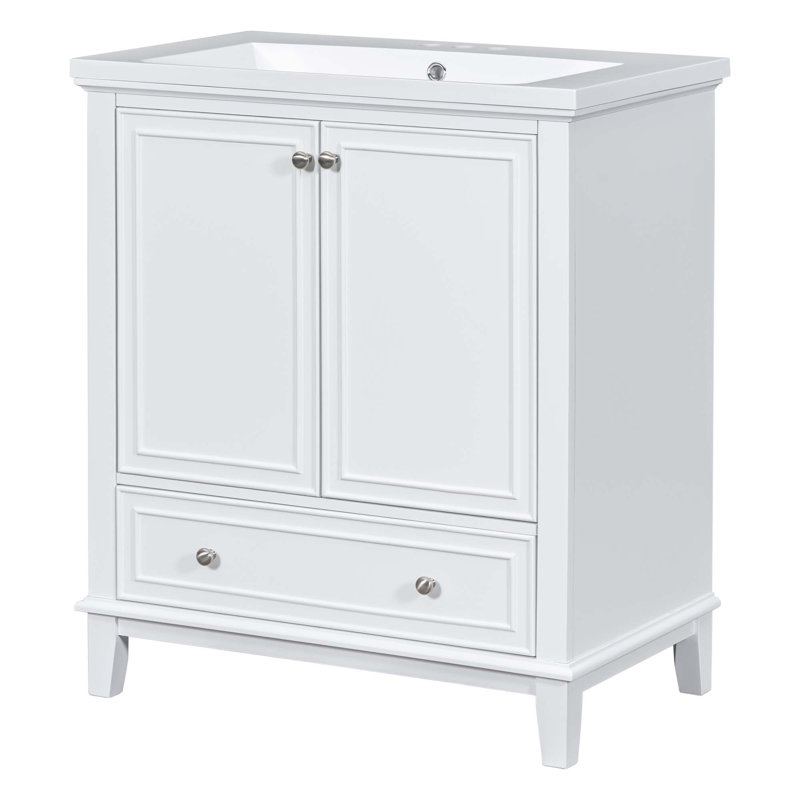 Meuble-lavabo multifonctionnel avec portes et tiroir 30 po, Blanc