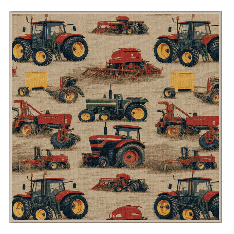 Machine Washable Transportation Beige Area Rug, Square 4'