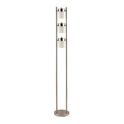 65-inch 3 Swivel Lights Metal Floor Lamp Silver