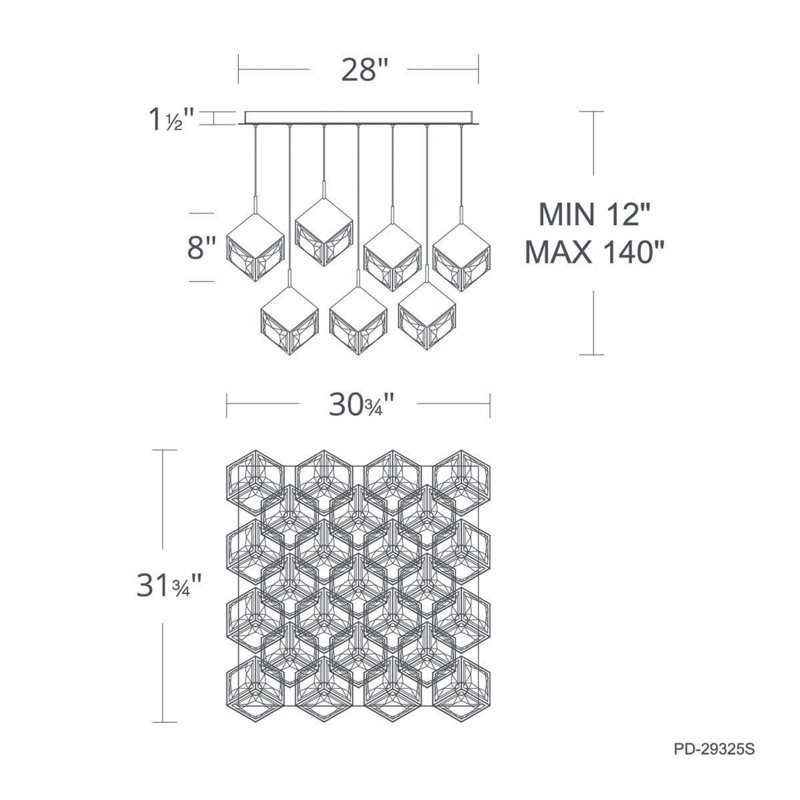 Ice Cube Square Multi-Light 4-CCT Pendant, Black