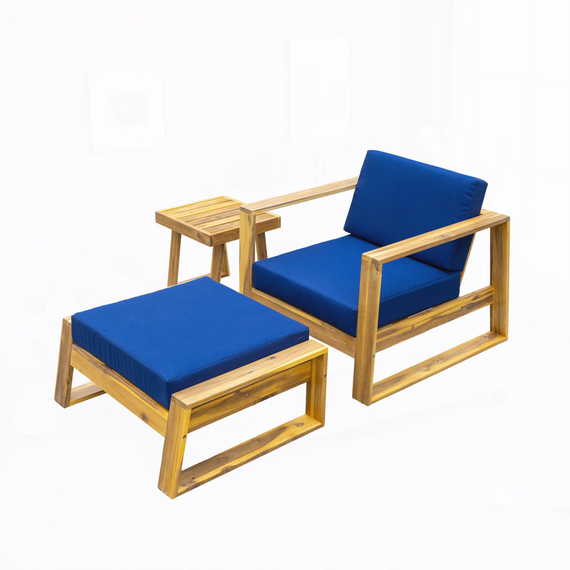 Acacia Wood Outdoor Lounge Set with coffee table, Blue