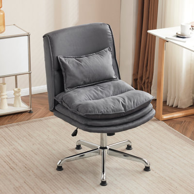 Upholstered Armless Task Office Chair without Wheels