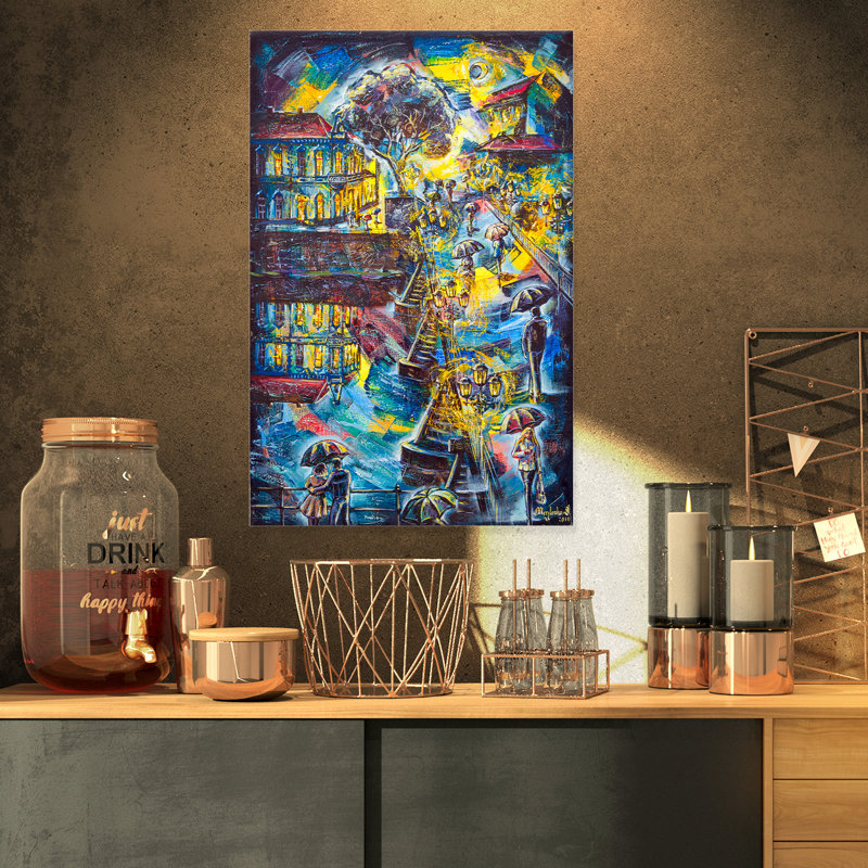 Cityscape night city, impression sur toile tendue, H 32 po x l 16 po