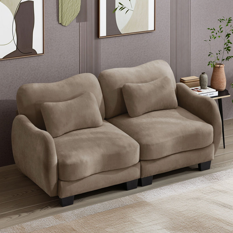 Sofa deux places avec coussin et accoudoirs, Café