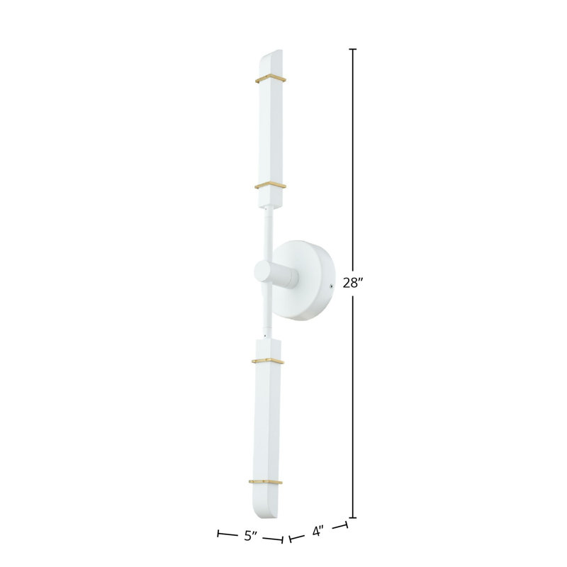 Applique murale Concco 2 LT en laiton satiné et blanc mat Kalco