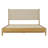 Larkston Mid-Century Modern Rubber Wood Platform Bed With Faux Leather Headboard-114765979-114765981
