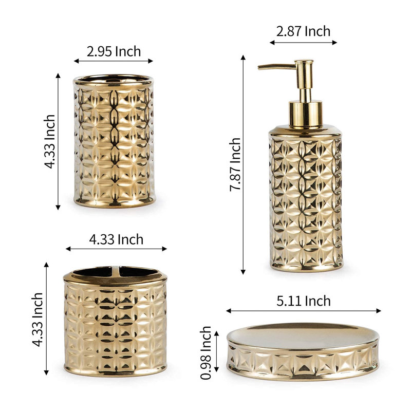 Ceramic / Porcelain Bathroom Accessory, Gold