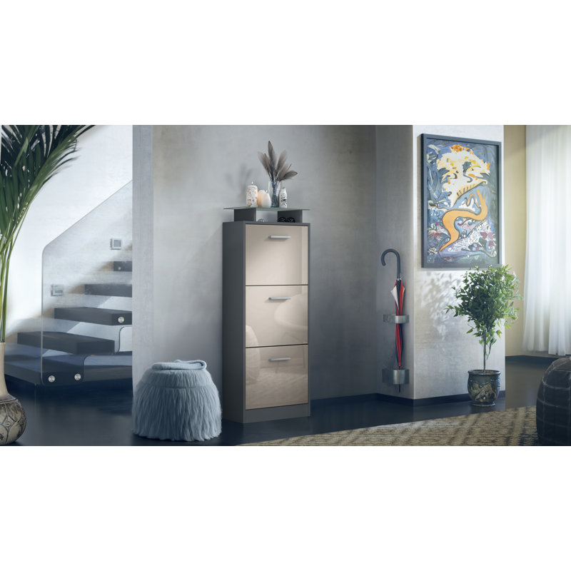 12 Pair Shoe Storage Cabinet, Anthracite/Sand gray