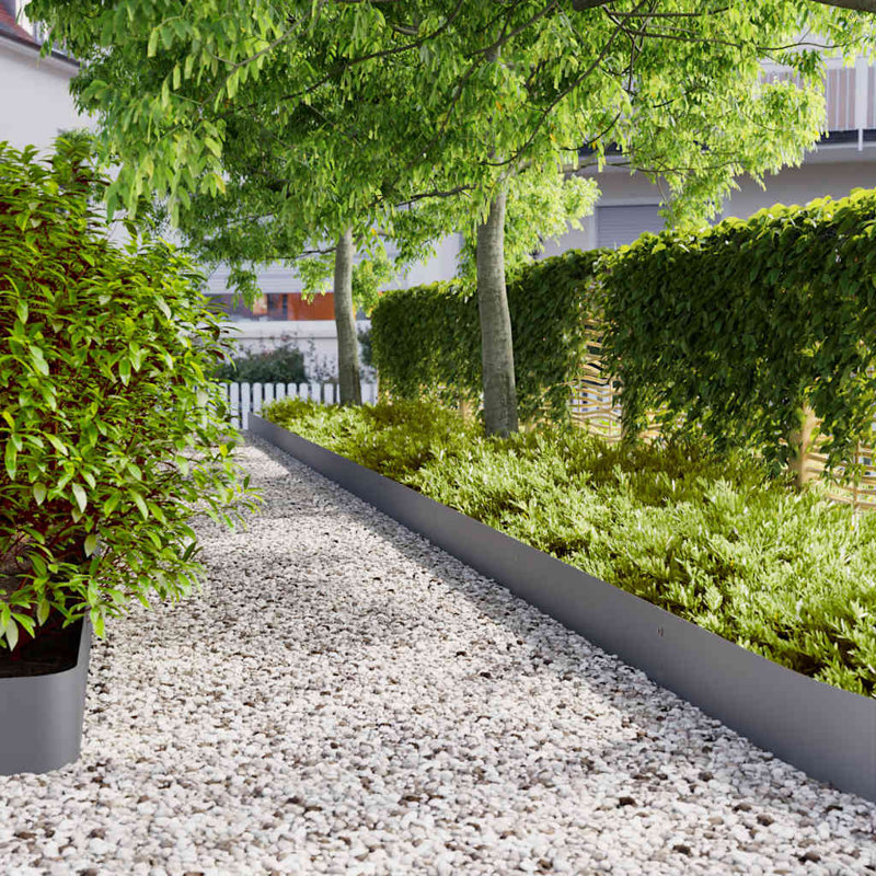 Lawn Edgings 10 Pcs Cold-Rolled Steel, 20cm H x 103cm W x 0.05cm D, Anthracite