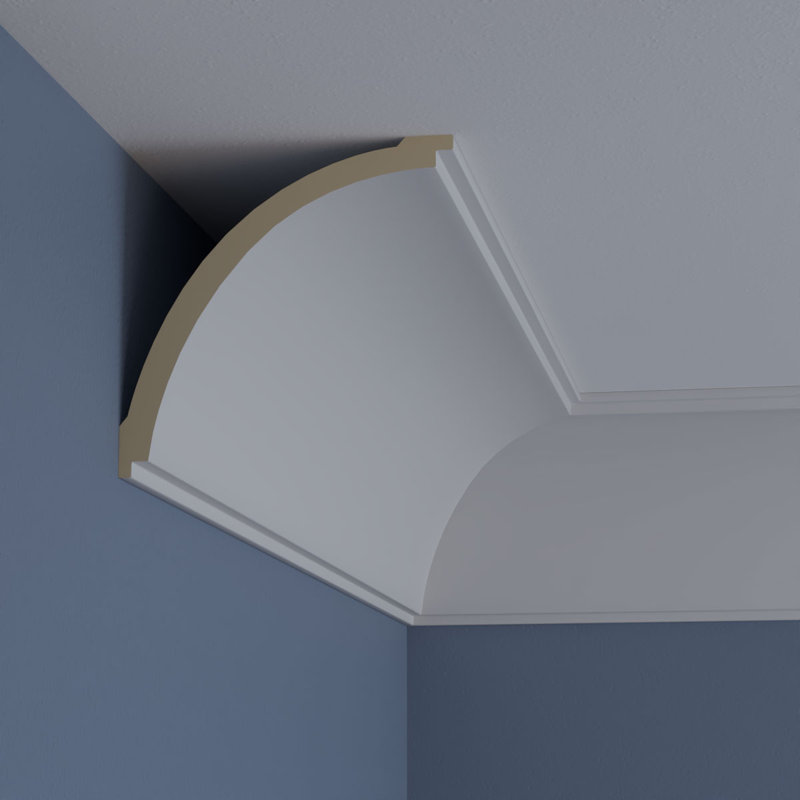 Primed White Polyurethane Classic Crown Moulding Sample, 12" Length