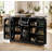 U-Shaped Integrated Bar & Sideboard — Home Dining Unit Featuring Foldable Countertop, Built-In Power Outlets, Double-Door Storage, Wine Rack, And Stemware Holder