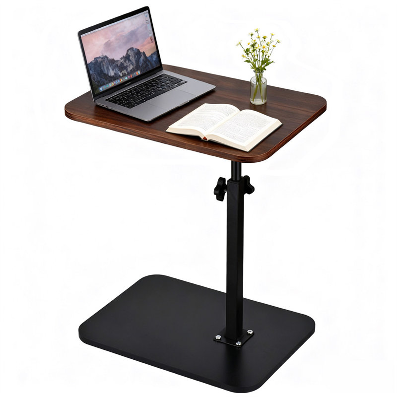 C-Shaped Sofa Tray Table with Swivel Top, Adjustable Height