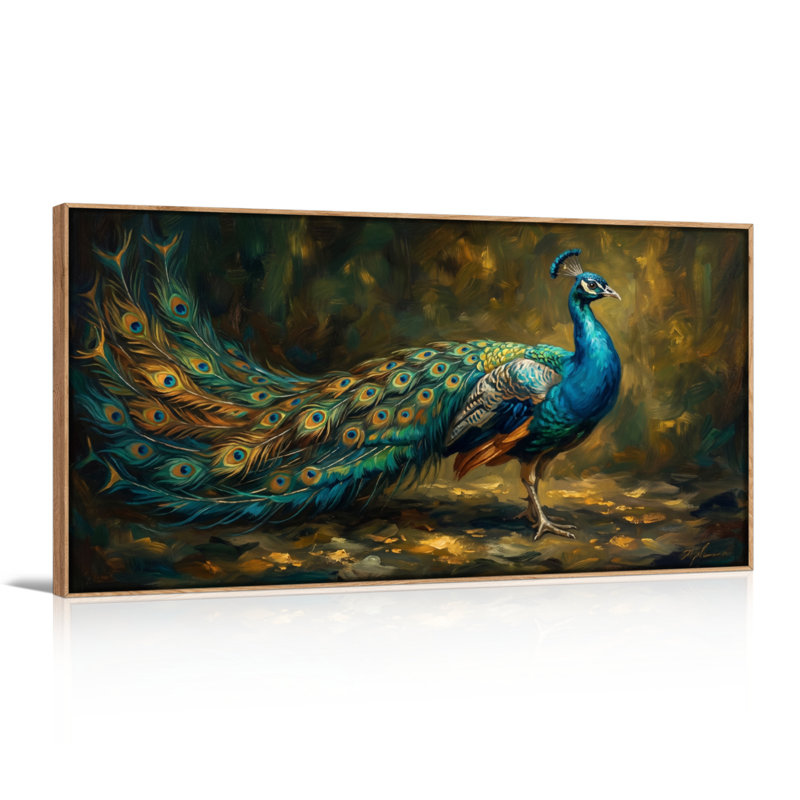 Ensemble de 1 tableau sur toile « Paon », L 40 po x H 20 po, Naturel