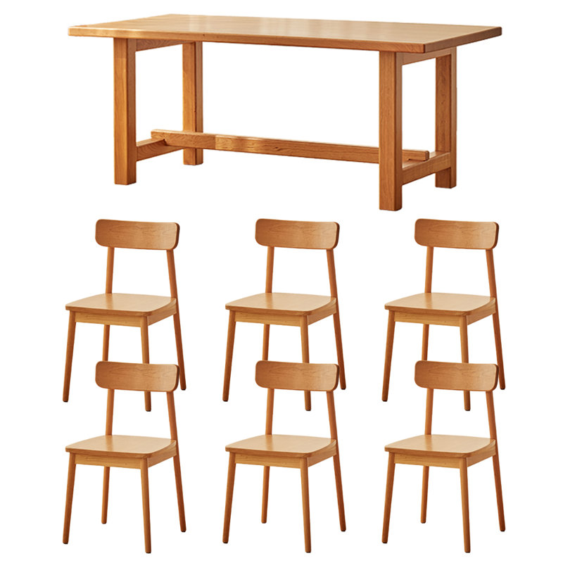 Table de salle à manger simple et durable en bois de cerisier épais, H 29,52 po x L 94,48 po x l 35,43 po