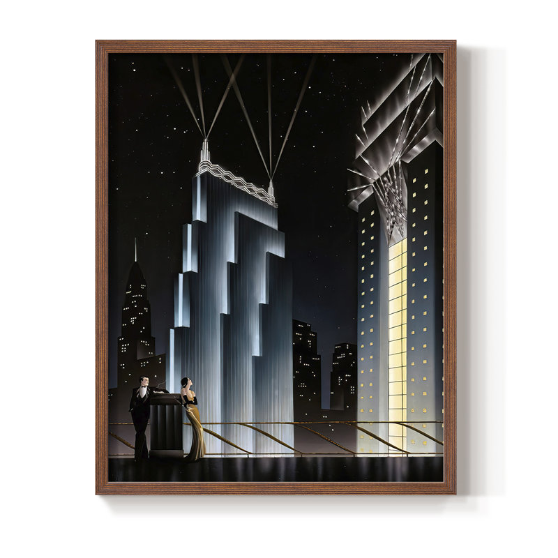 Into TheNight, reproduction encadrée - bois massif, H 15 po x l 12 po, Noyer