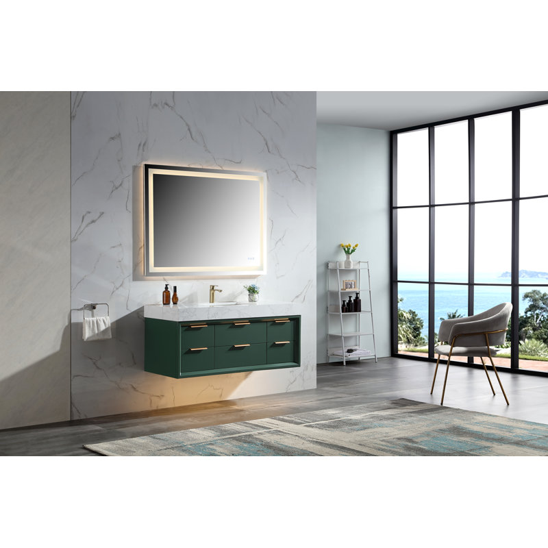 Meuble-lavabo simple avec plateau Mayatte Grado, Vert, 48"