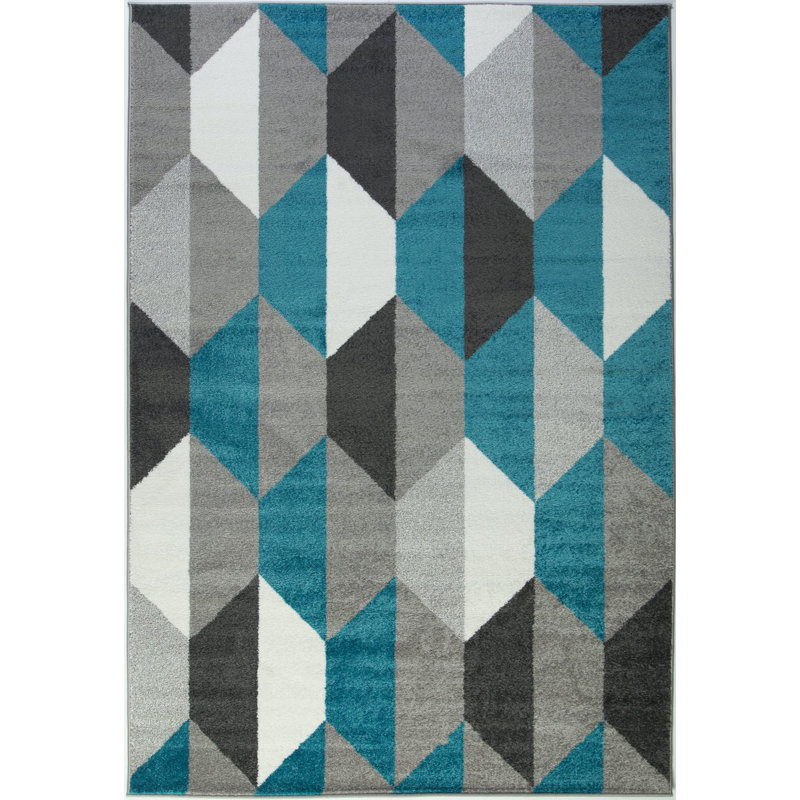 Tapis turquoise / gris Citlali, Rectangle 7'10" x 10'5"