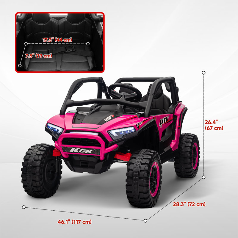 2 places 24V 7AH sur camion avec suspension à ressort, télécommande, Rose