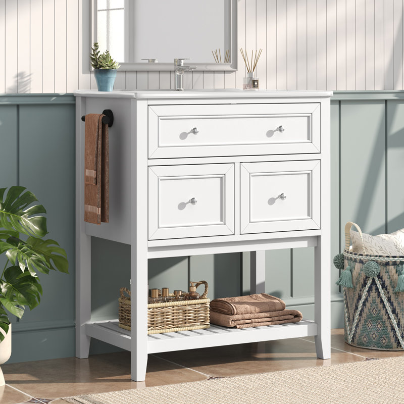 Meuble-lavabo de 30 po avec lavabo en céramique blanc