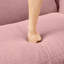 Canapé 3 places en tissu bouclé rose en forme de L, élégant, amovible et à ressorts pour une forme relaxante. Revêtement respirant en forme de coquillage. Optimal Living-871289550