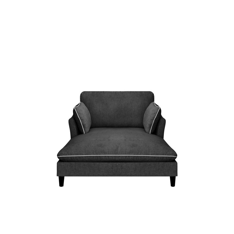 51''W Upholstered Chaise Lounge, Black